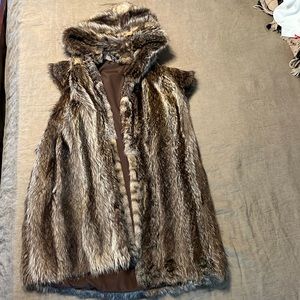 REAL fur hooded vest MEDIUM